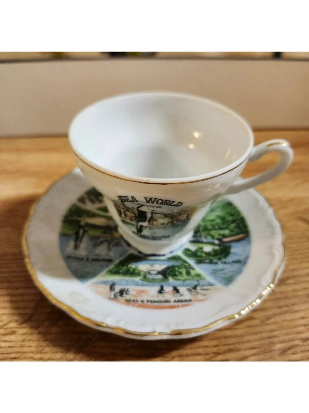 VTG Sea World Souvenir Demitasse Espresso Cup & Saucer Set Porcelain
